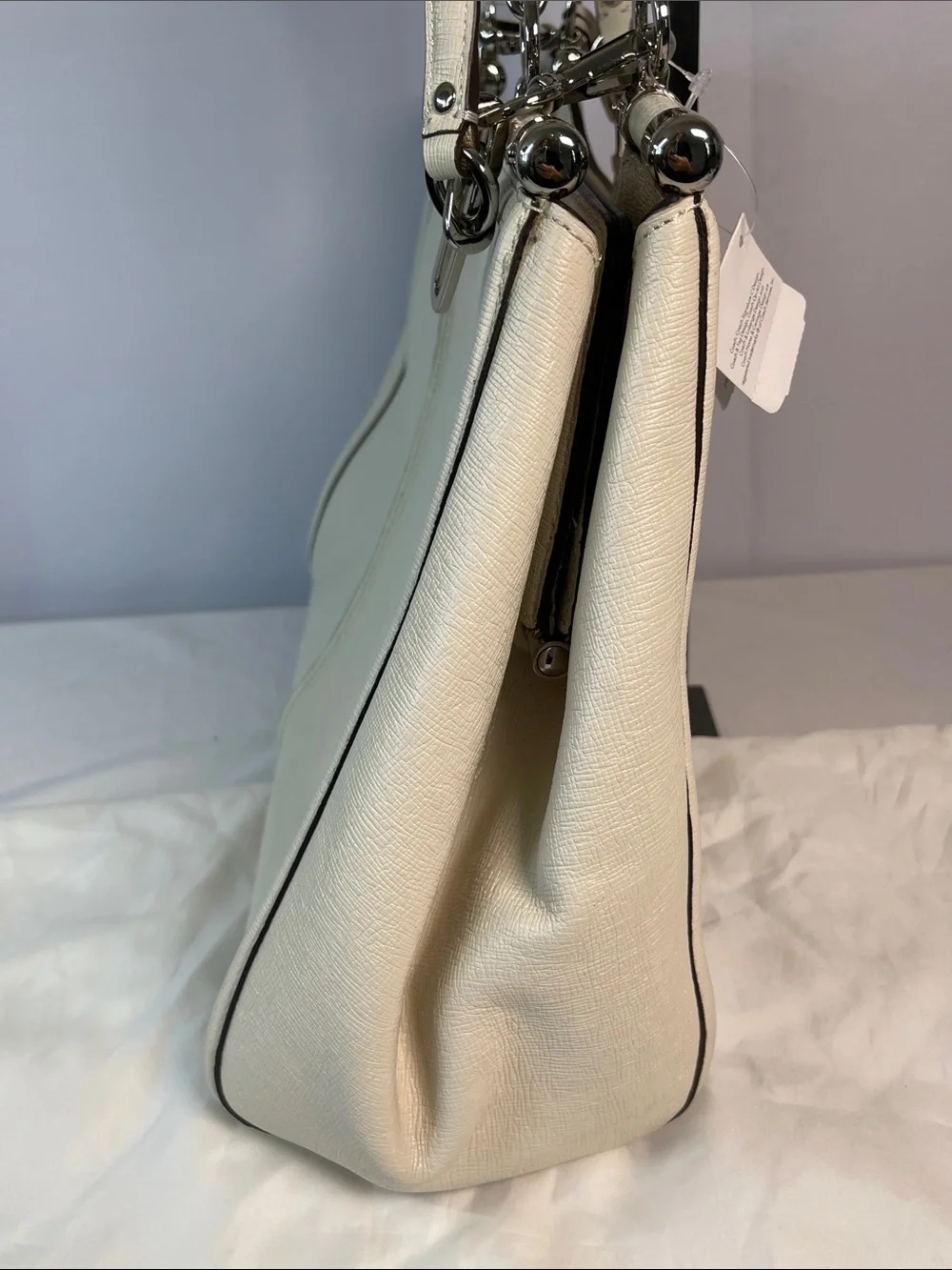 Coach A1482-25245 Madison Textured Leather Carryall Parchment NWT Authenticated